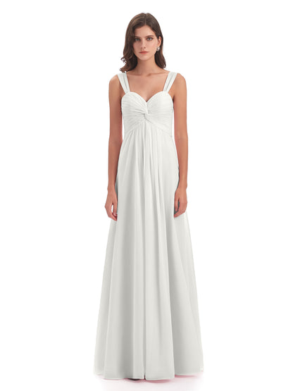 Egypt A-Line Straps Chiffon Long Bridesmaid Dresses