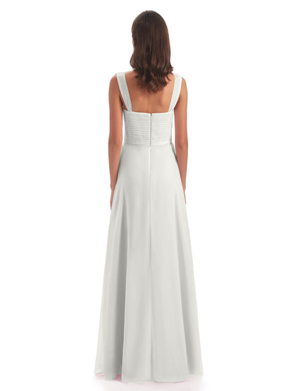 Egypt A-Line Straps Chiffon Long Bridesmaid Dresses