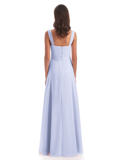 Egypt A-Line Straps Chiffon Long Bridesmaid Dresses