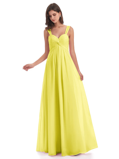 Egypt A-Line Straps Chiffon Long Bridesmaid Dresses