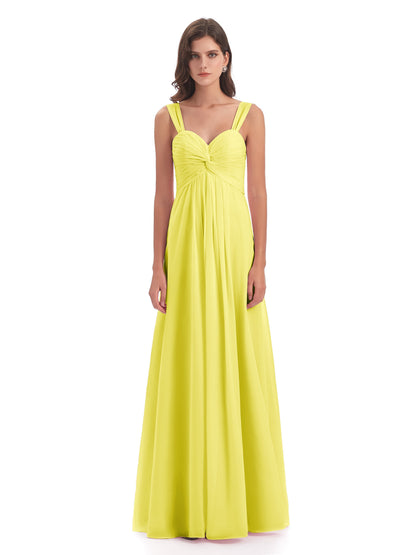Egypt A-Line Straps Chiffon Long Bridesmaid Dresses