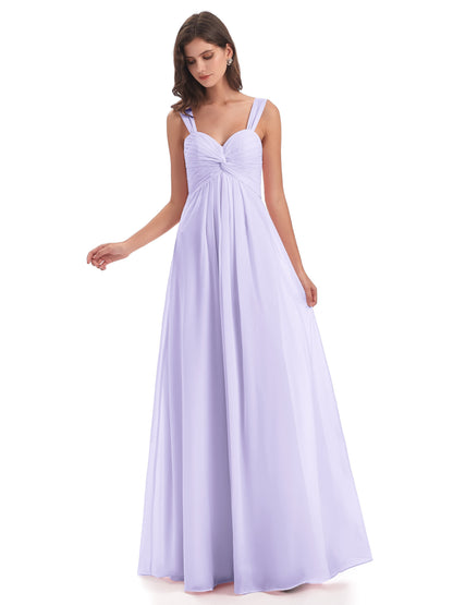 Egypt A-Line Straps Chiffon Long Bridesmaid Dresses