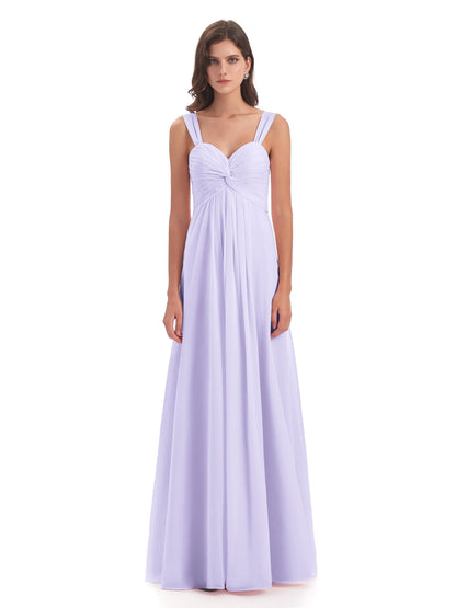 Egypt A-Line Straps Chiffon Long Bridesmaid Dresses
