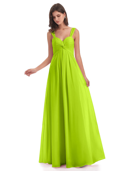 Egypt A-Line Straps Chiffon Long Bridesmaid Dresses