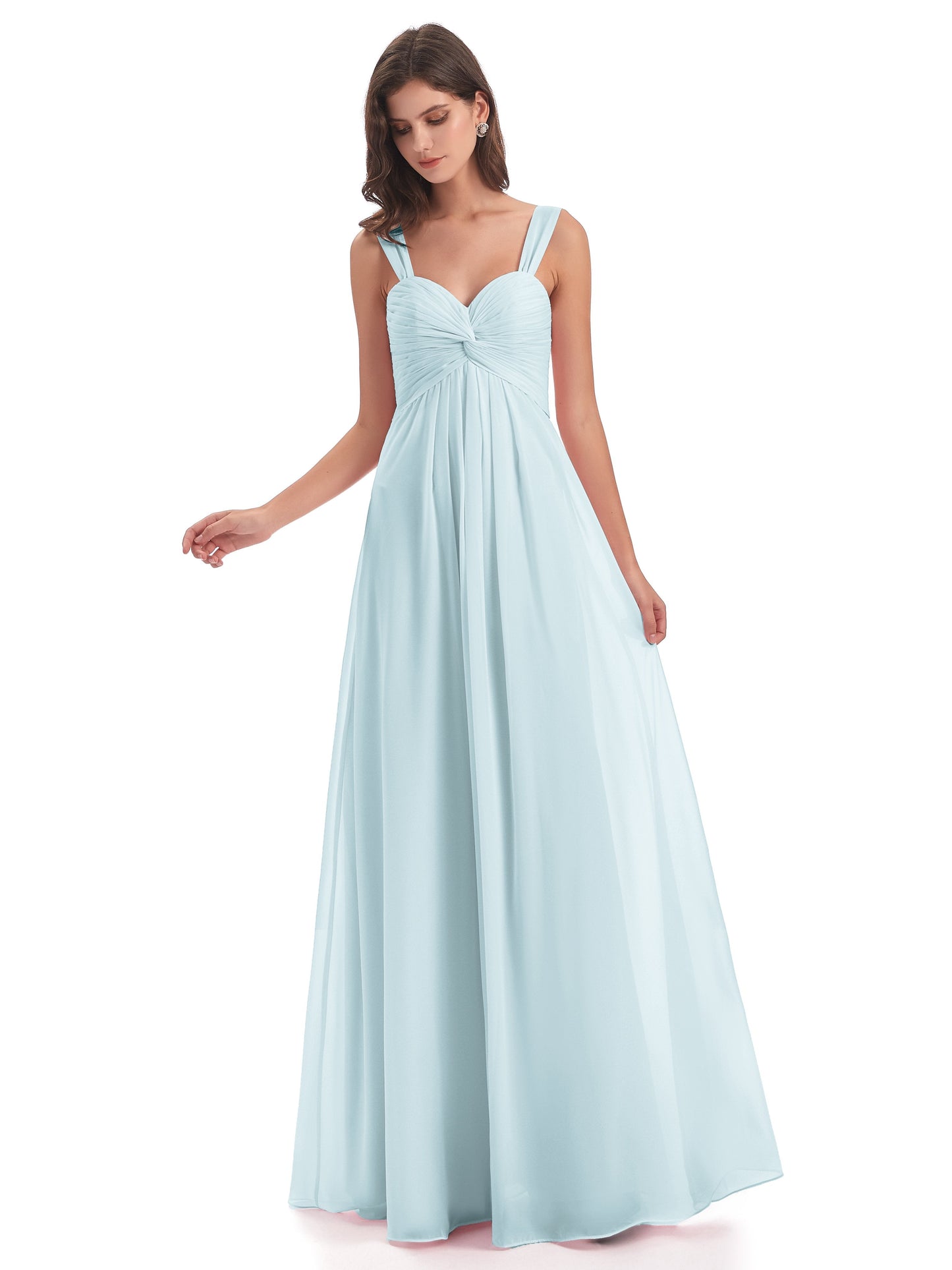 Egypt A-Line Straps Chiffon Long Bridesmaid Dresses