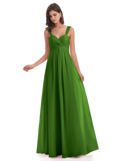 Egypt A-Line Straps Chiffon Long Bridesmaid Dresses