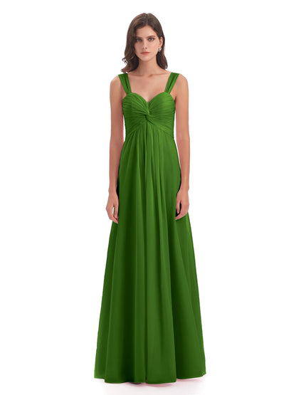 Egypt A-Line Straps Chiffon Long Bridesmaid Dresses