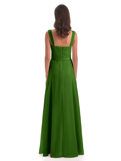 Egypt A-Line Straps Chiffon Long Bridesmaid Dresses