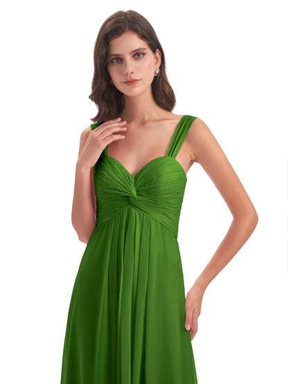 Egypt A-Line Straps Chiffon Long Bridesmaid Dresses