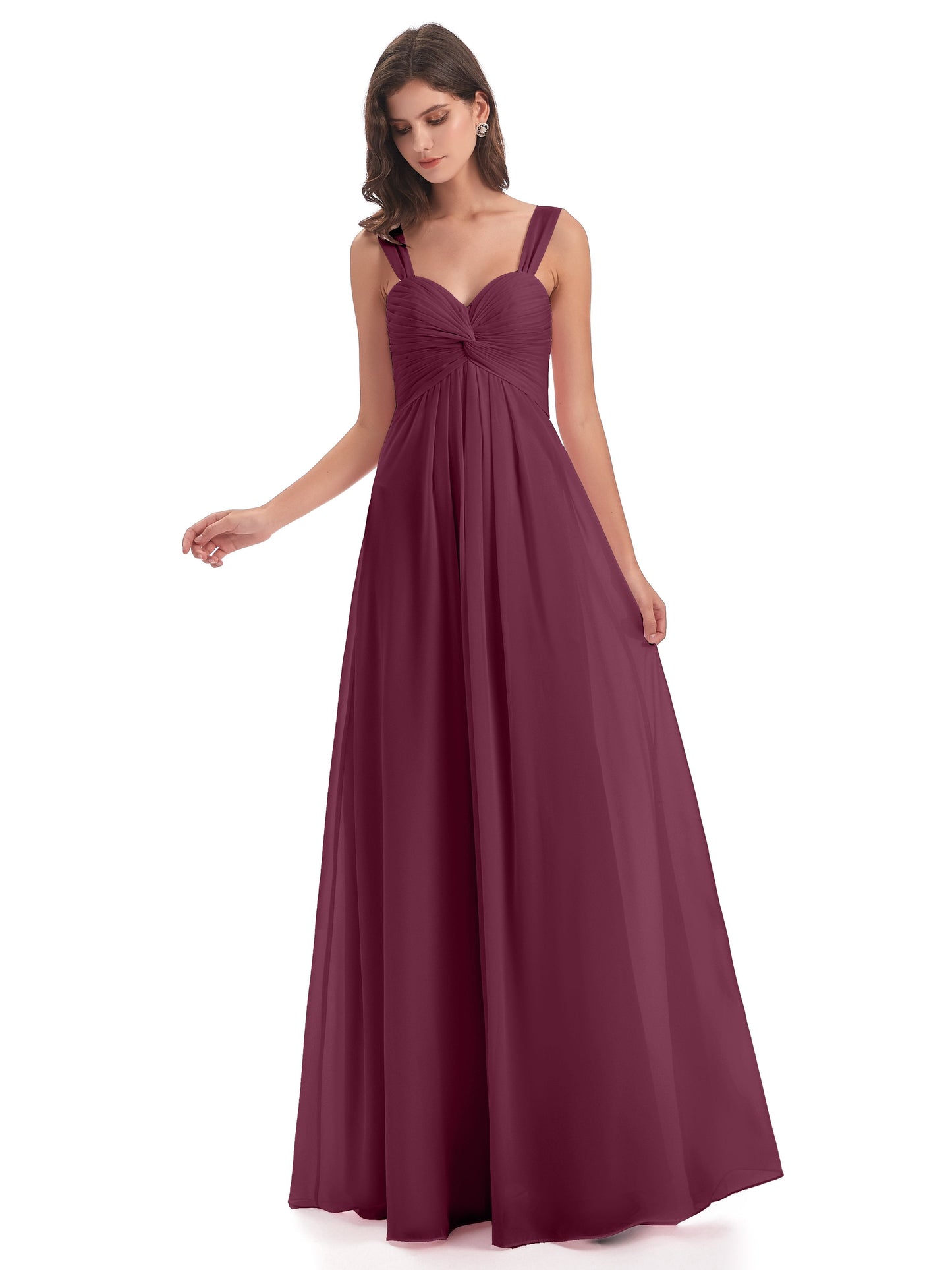 Egypt A-Line Straps Chiffon Long Bridesmaid Dresses