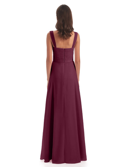 Egypt A-Line Straps Chiffon Long Bridesmaid Dresses
