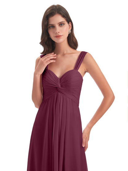 Egypt A-Line Straps Chiffon Long Bridesmaid Dresses