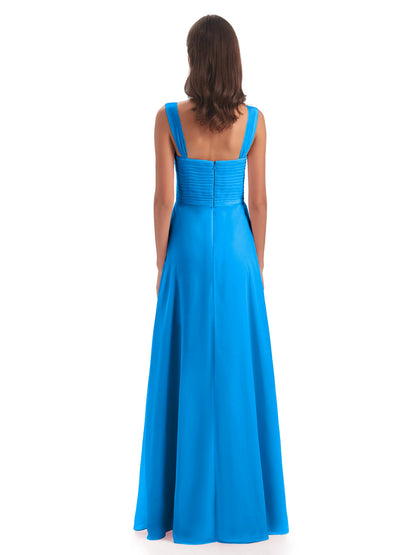 Egypt A-Line Straps Chiffon Long Bridesmaid Dresses