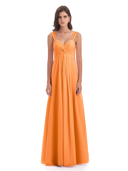 Egypt A-Line Straps Chiffon Long Bridesmaid Dresses