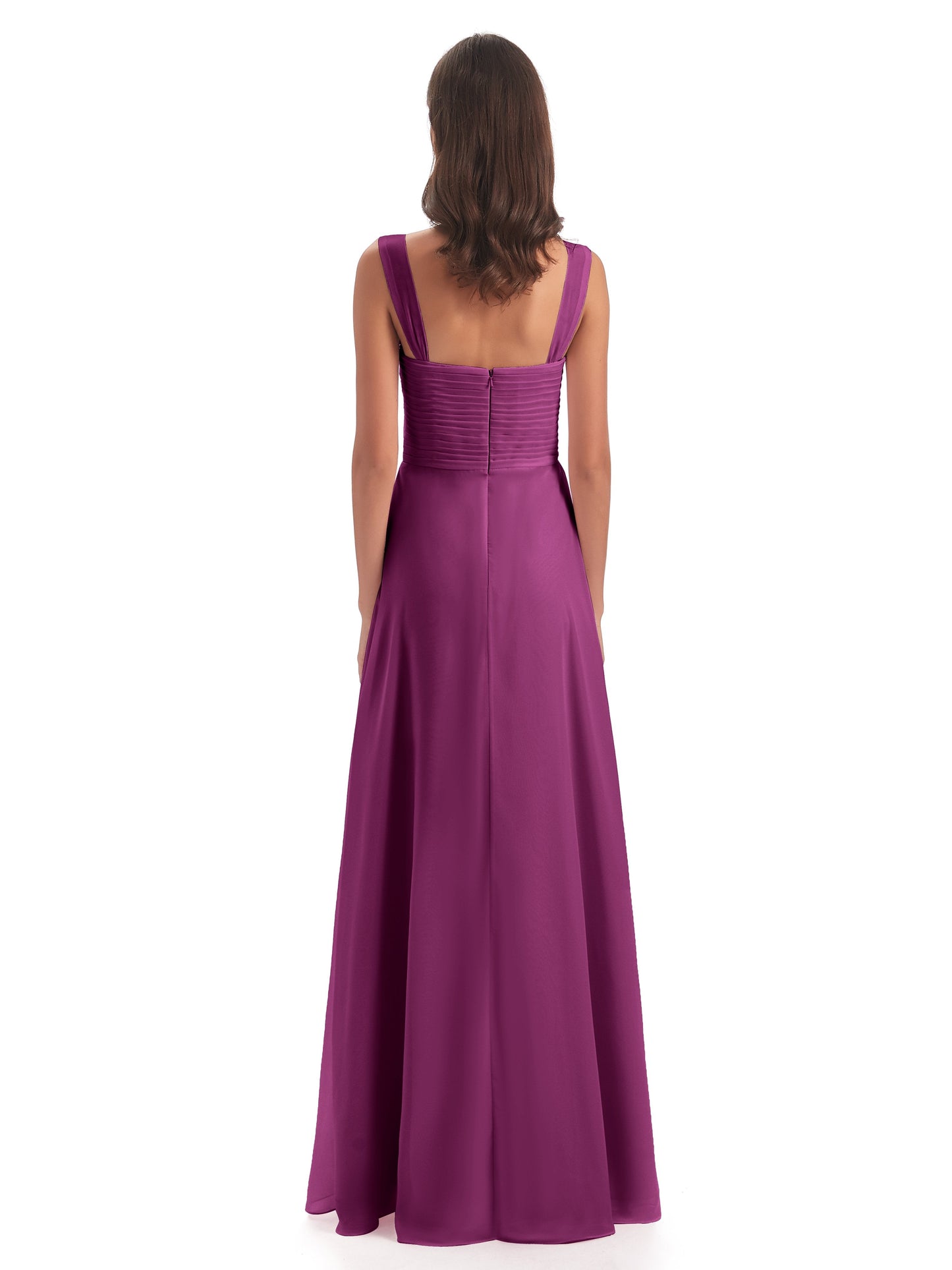 Egypt A-Line Straps Chiffon Long Bridesmaid Dresses