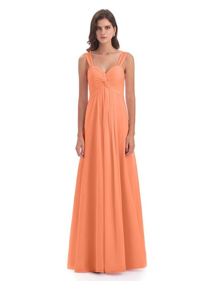 Egypt A-Line Straps Chiffon Long Bridesmaid Dresses