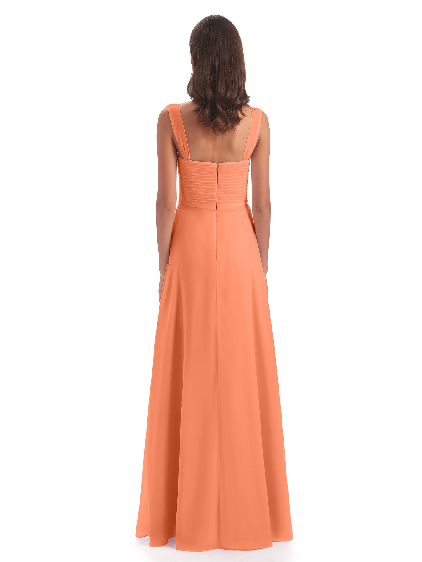 Egypt A-Line Straps Chiffon Long Bridesmaid Dresses