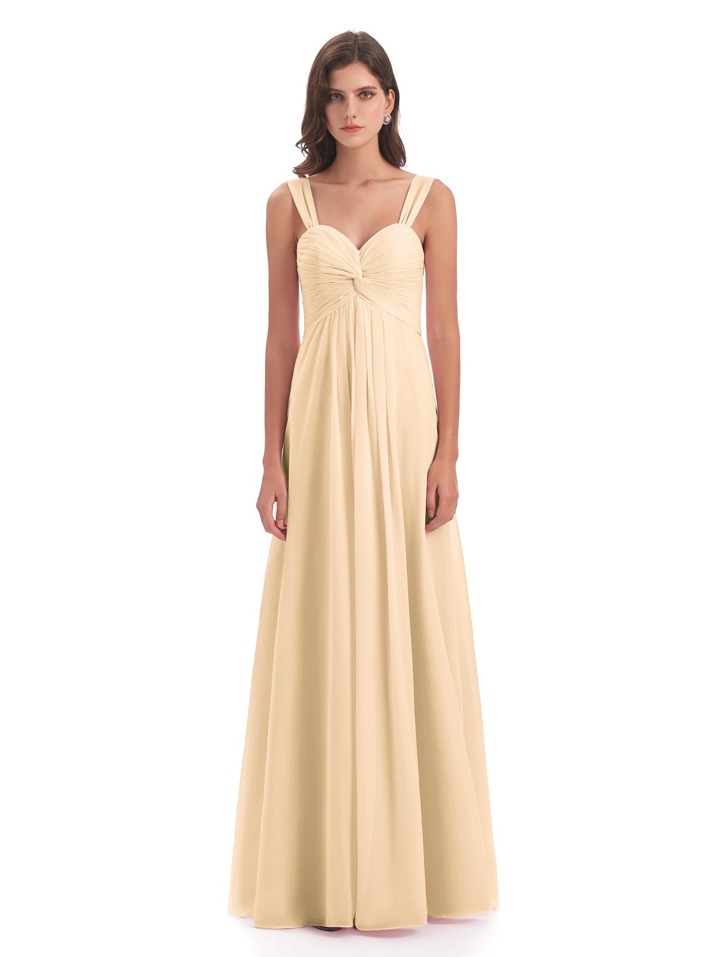 Egypt A-Line Straps Chiffon Long Bridesmaid Dresses