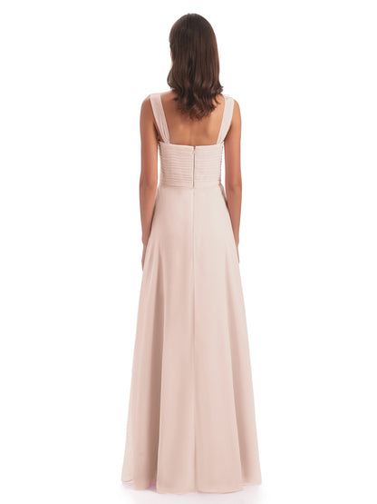 Egypt A-Line Straps Chiffon Long Bridesmaid Dresses