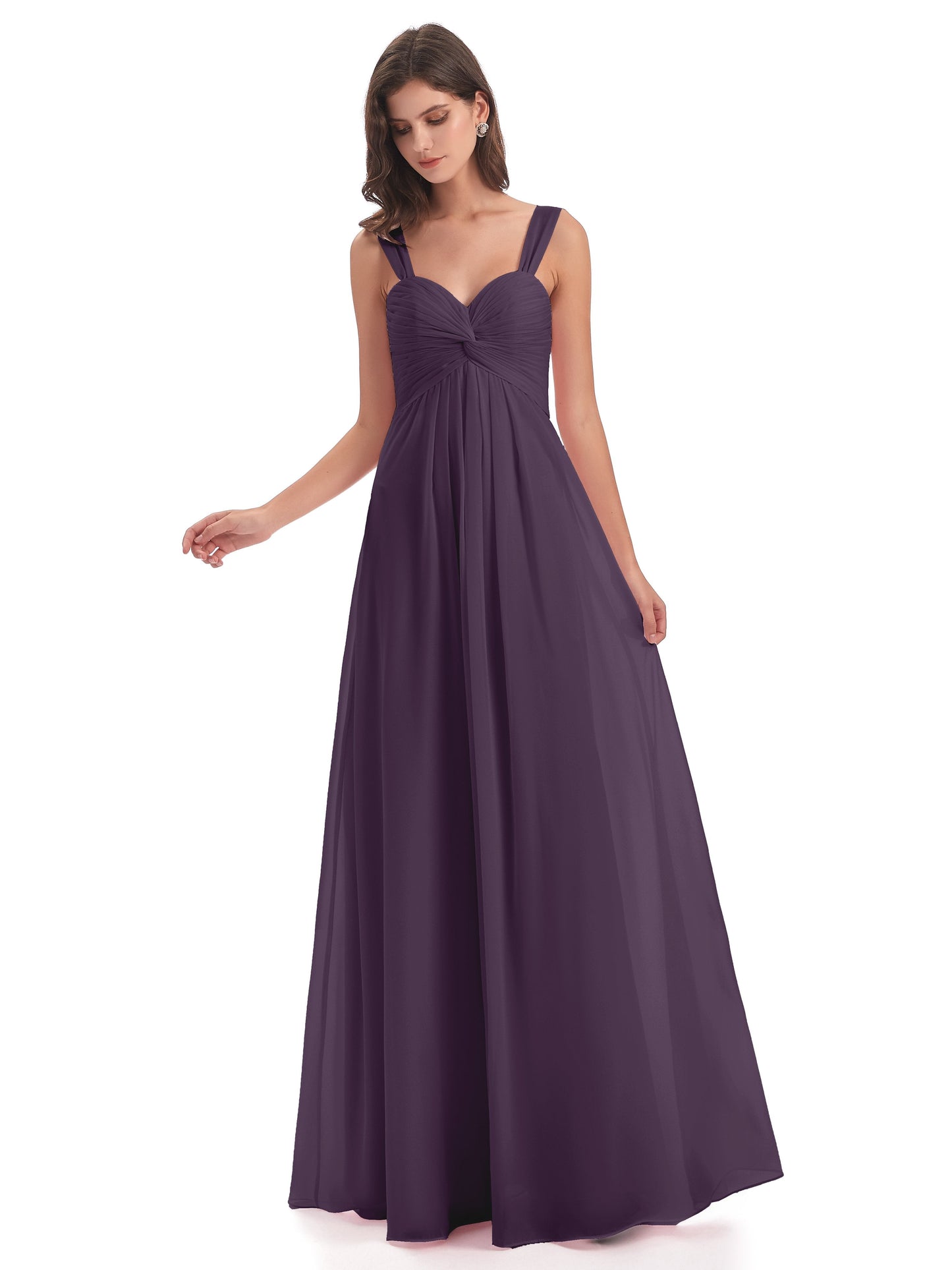 Egypt A-Line Straps Chiffon Long Bridesmaid Dresses