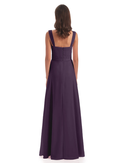 Egypt A-Line Straps Chiffon Long Bridesmaid Dresses