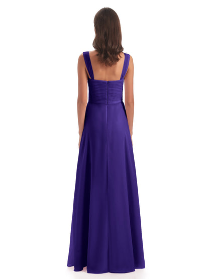 Egypt A-Line Straps Chiffon Long Bridesmaid Dresses