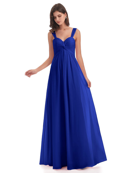 Egypt A-Line Straps Chiffon Long Bridesmaid Dresses