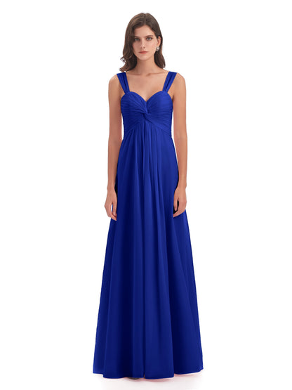 Egypt A-Line Straps Chiffon Long Bridesmaid Dresses