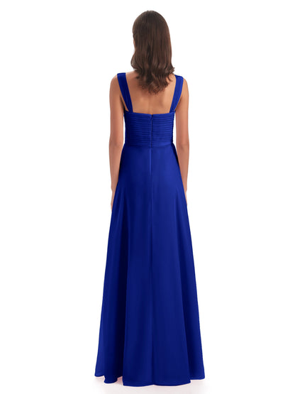 Egypt A-Line Straps Chiffon Long Bridesmaid Dresses