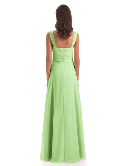 Egypt A-Line Straps Chiffon Long Bridesmaid Dresses