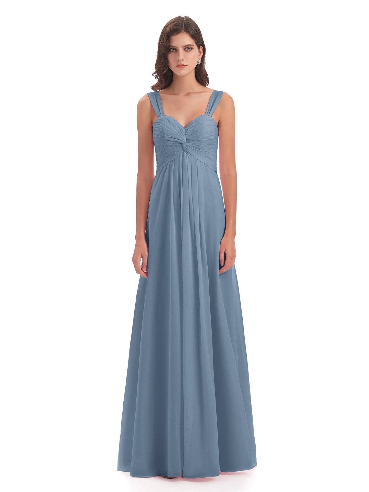 Egypt A-Line Straps Chiffon Long Bridesmaid Dresses