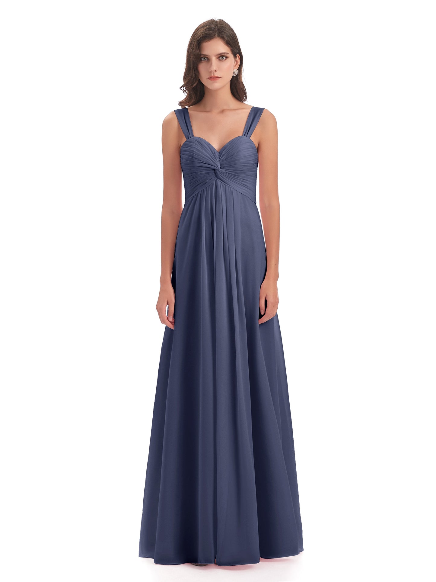 Egypt A-Line Straps Chiffon Long Bridesmaid Dresses