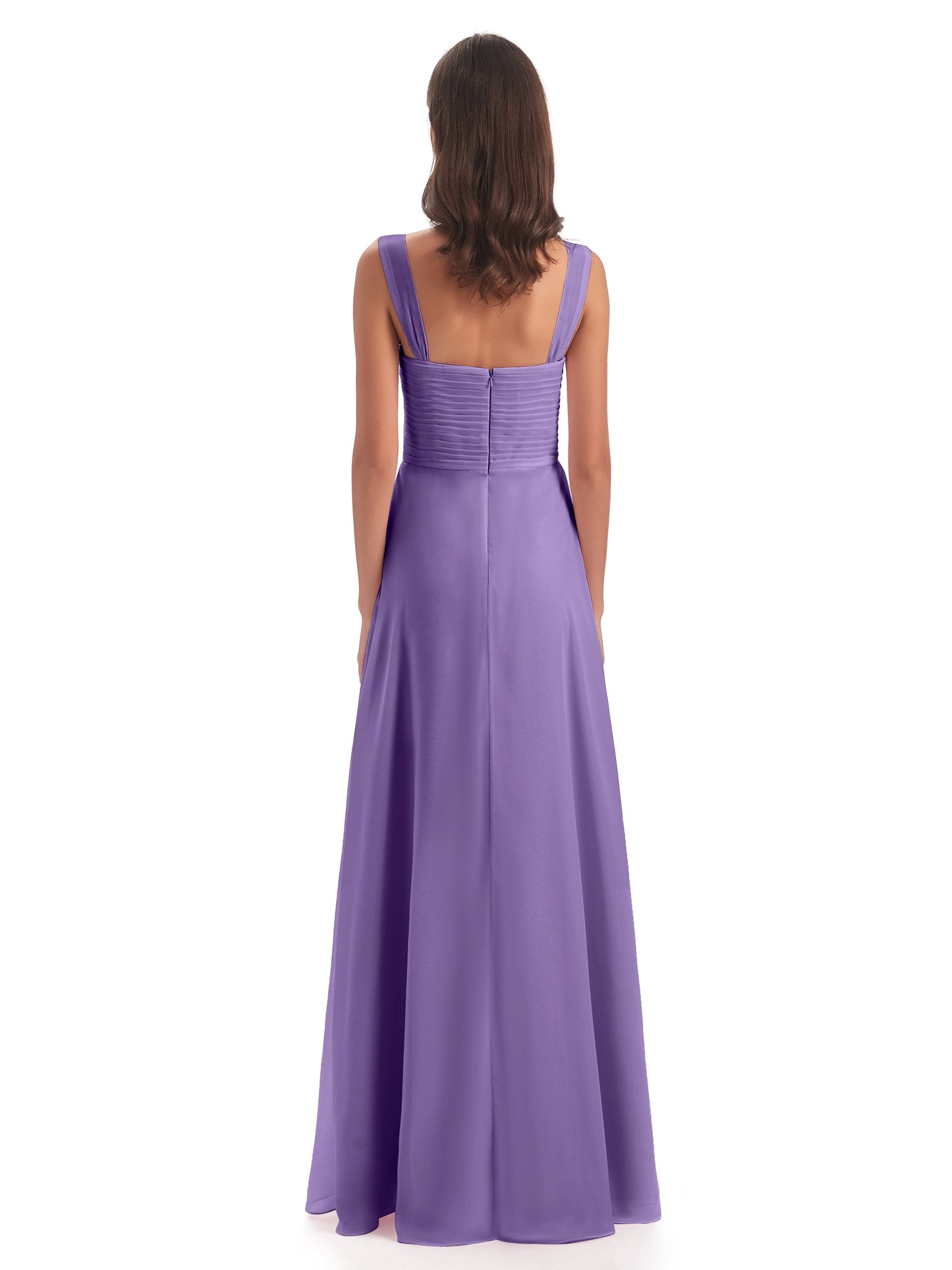 Egypt A-Line Straps Chiffon Long Bridesmaid Dresses
