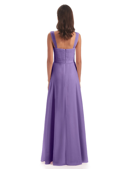 Egypt A-Line Straps Chiffon Long Bridesmaid Dresses