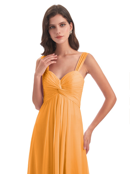 Egypt A-Line Straps Chiffon Long Bridesmaid Dresses