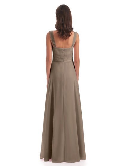 Egypt A-Line Straps Chiffon Long Bridesmaid Dresses