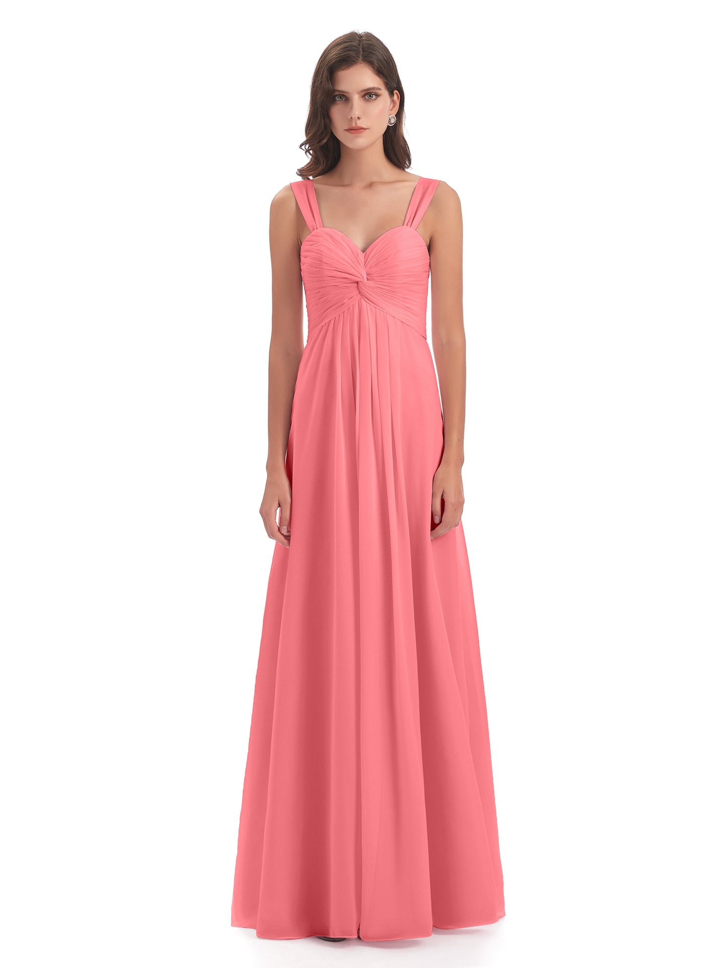 Egypt A-Line Straps Chiffon Long Bridesmaid Dresses