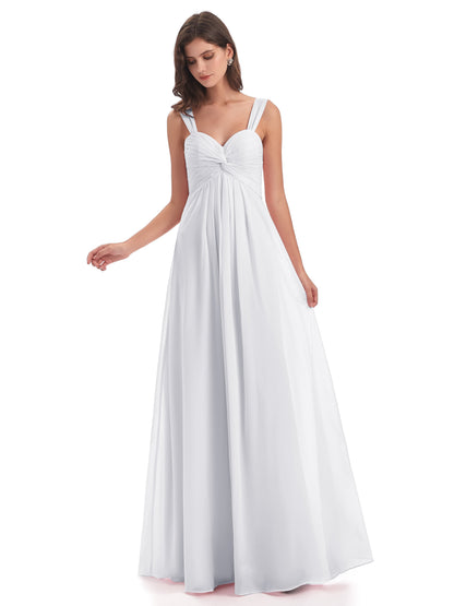 Egypt A-Line Straps Chiffon Long Bridesmaid Dresses