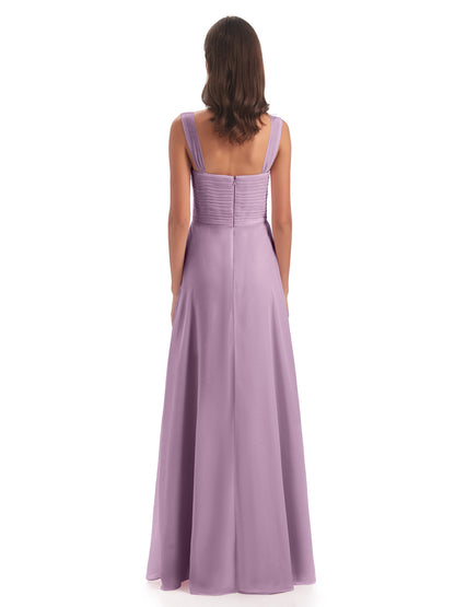 Egypt A-Line Straps Chiffon Long Bridesmaid Dresses