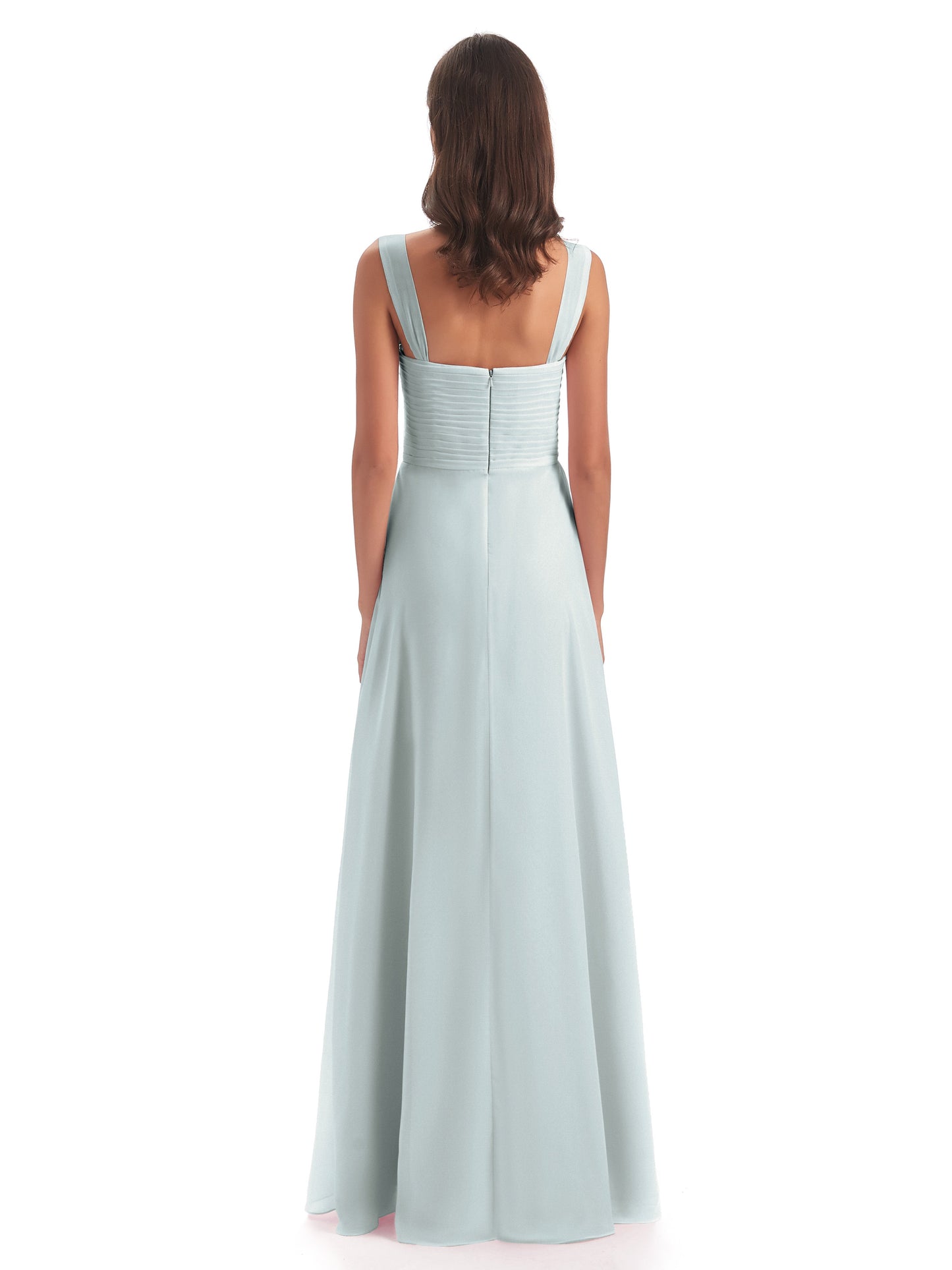 Egypt A-Line Straps Chiffon Long Bridesmaid Dresses