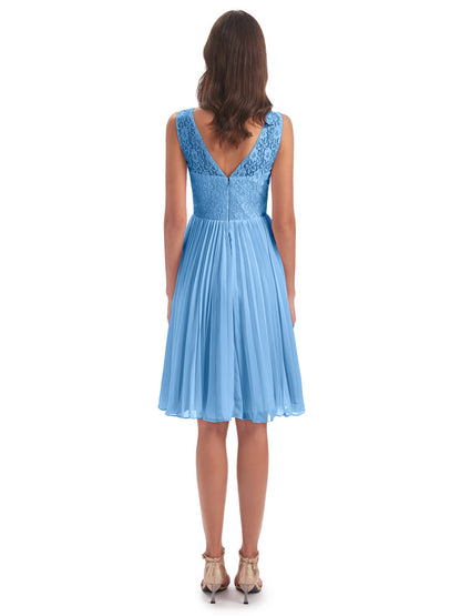 Eleanor Knee Length Scoop Sleeveless Lace Bridesmaid Dresses