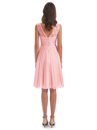 Eleanor Knee Length Scoop Sleeveless Lace Bridesmaid Dresses