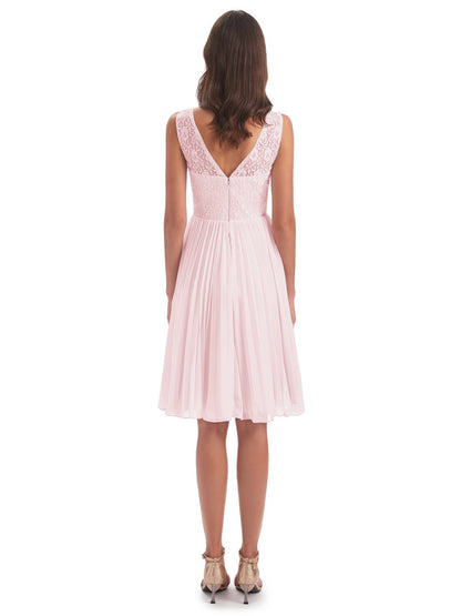 Eleanor Knee Length Scoop Sleeveless Lace Bridesmaid Dresses