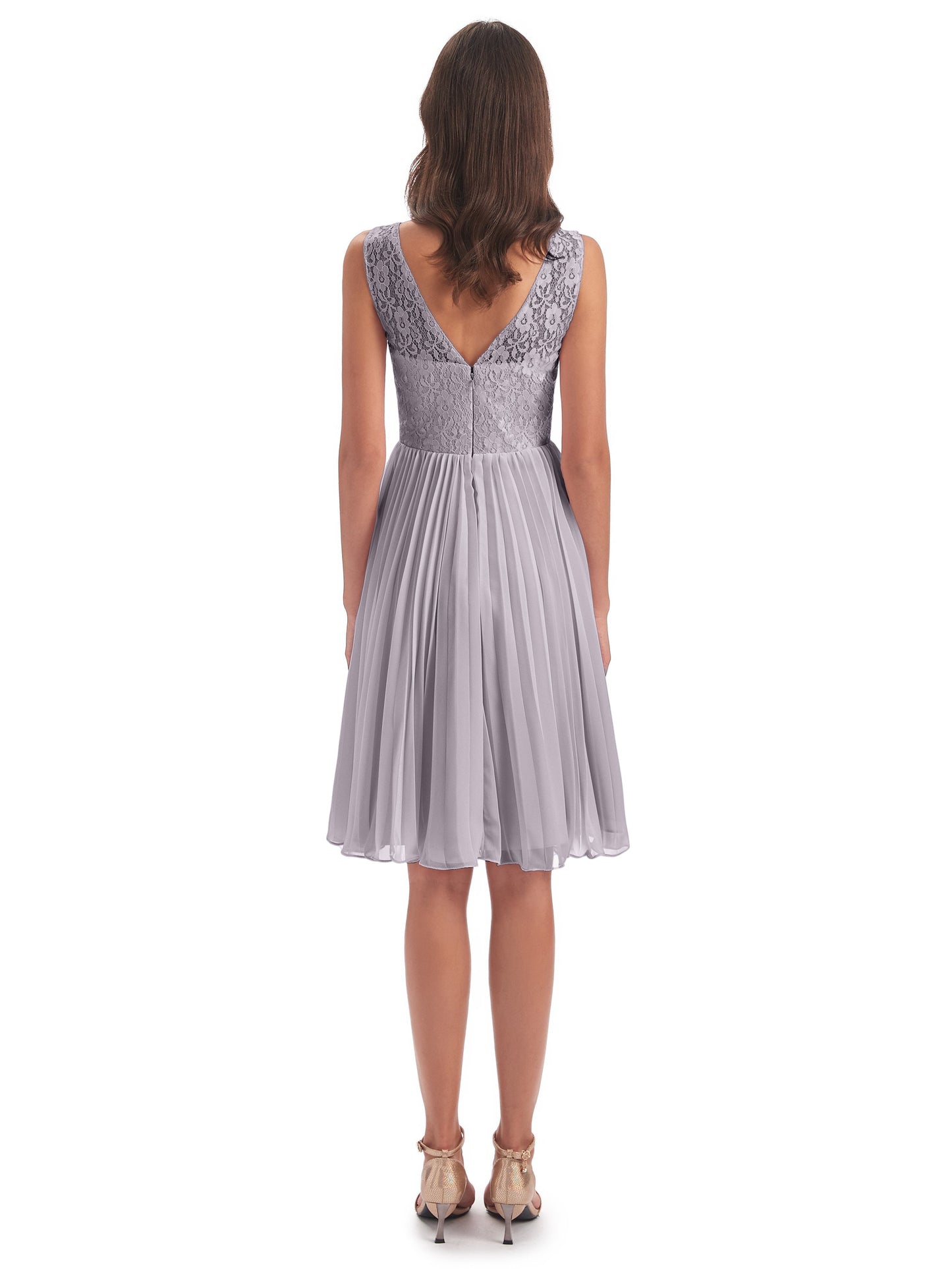 Eleanor Knee Length Scoop Sleeveless Lace Bridesmaid Dresses