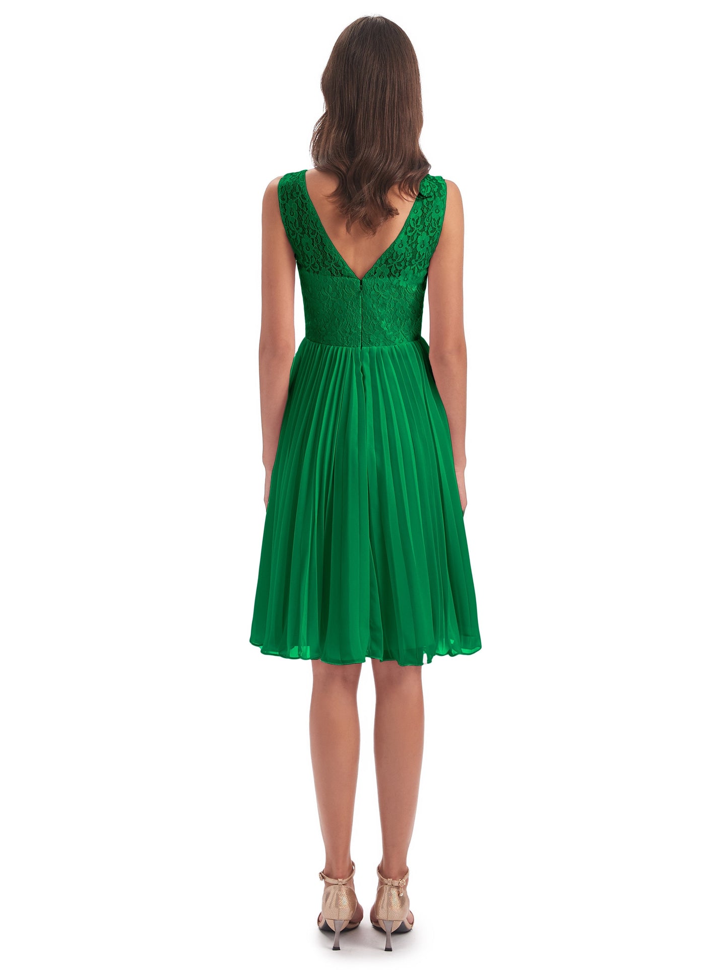 Eleanor Knee Length Scoop Sleeveless Lace Bridesmaid Dresses