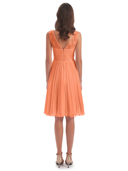 Eleanor Knee Length Scoop Sleeveless Lace Bridesmaid Dresses