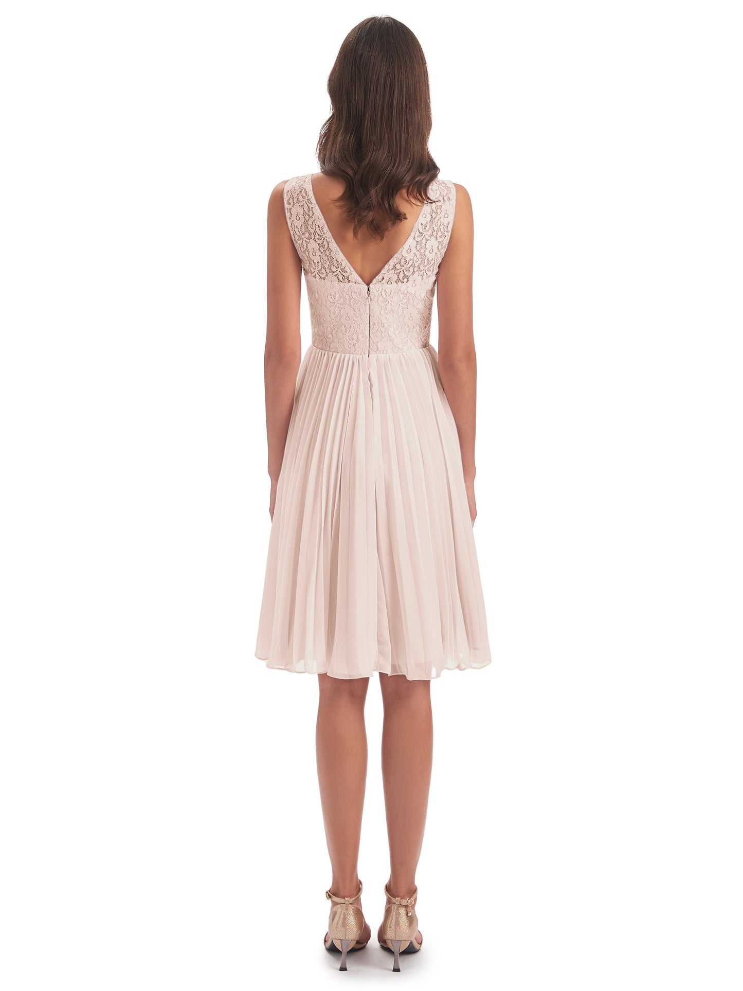 Eleanor Knee Length Scoop Sleeveless Lace Bridesmaid Dresses