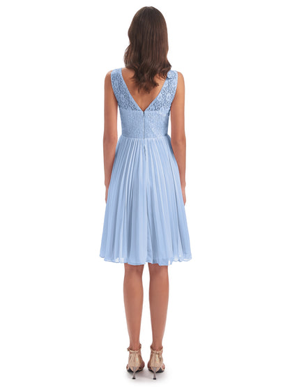 Eleanor Knee Length Scoop Sleeveless Lace Bridesmaid Dresses