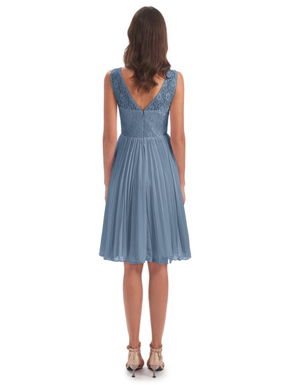 Eleanor Knee Length Scoop Sleeveless Lace Bridesmaid Dresses