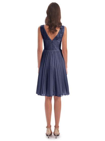 Eleanor Knee Length Scoop Sleeveless Lace Bridesmaid Dresses